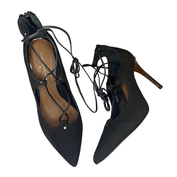 NEW Donald J Pliner Black Pella Leather Suede Pointed Toe Heels Size 9.5 shoes - Picture 2 of 13